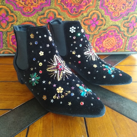 Betsey Johnson Shoes - Betsy Johnson Jax velvet embellished booties